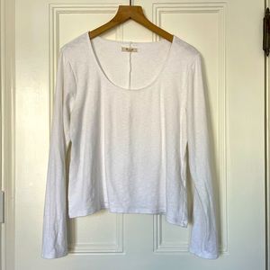 Madewell Scoopneck Long Sleeve Baby Tee XXL - White - Cute Fitted Layering Top
